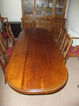 Solid Enniskillen Oak Dining Room Table and 8 Chairs